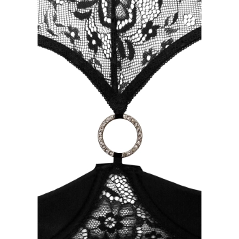 Cottelli LINGERIE - Koronkowy 2-Częściowy Set Biustonosz Bez Miseczek I Wysokie Otwarte Stringi 75B/S