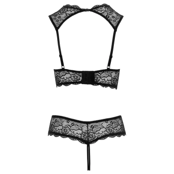 Cottelli LINGERIE - Koronkowy 2-Częściowy Set Biustonosz Bez Miseczek I Wysokie Otwarte Stringi 80B/M