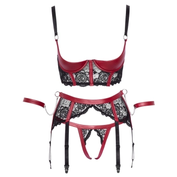 Cottelli Bondage - Seksowny 3-Częściowy Otwarty Komplecik Bondage M