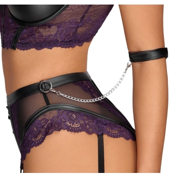 Cottelli Bondage - Seksowny Otwarty Komplecik Z Fioletową Koronką 80B/M