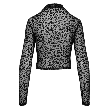 Noir - Seksowny Panterkowy Top Z Długim Rękawem Czarny XL