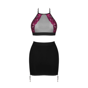 Obsessive - Seksowny Top I Spódniczka Do Pończoch Z Prześwitującym Tyłem Rosenty XL/2XL