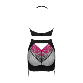 Obsessive - Seksowny Top I Spódniczka Do Pończoch Z Prześwitującym Tyłem Rosenty XL/2XL