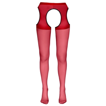 Cottelli LEGWEAR - Czerwone Rajstopy Z Pasem Do Pończoch S/M