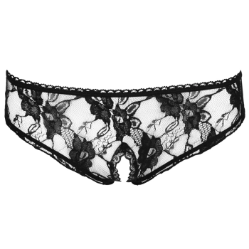 Cottelli LINGERIE - Seksowne Koronkowe Figi Z Otwartym Kroczem Czarne XL