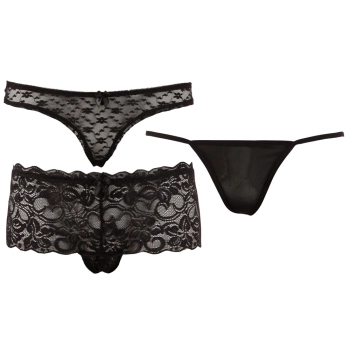 Cottelli LINGERIE - 3-Częściowy Zestaw Seksownych Damskich Majteczek S