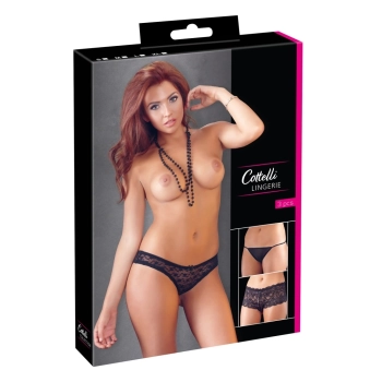 Cottelli LINGERIE - 3-Częściowy Zestaw Seksownych Damskich Majteczek M