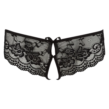Cottelli LINGERIE - Seksowne Koronkowe Figi Z Wycięciami I Kokardkami Czarne S