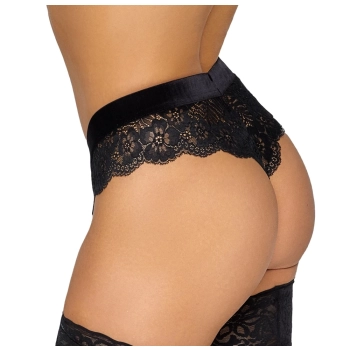 Cottelli LINGERIE - Seksowne Koronkowe Figi Z Odpinanym Łańcuszkiem W Kroku L