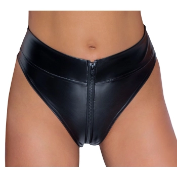 Noir - Seksowne Wysokie Majteczki Z Zamkiem W Kroczu Czarne XL