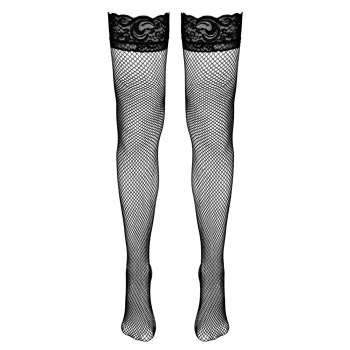 Cottelli LEGWEAR - Pończochy Kabaretki Z Koronką Czarne M