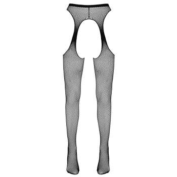 Cottelli LEGWEAR - Czarne Rajstopy Kabaretki  Z Pasem Do Pończoch L/XL