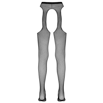 Cottelli LEGWEAR - Czarne Rajstopy Kabaretki  Z Pasem Do Pończoch L/XL