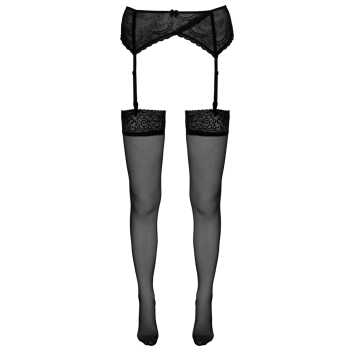 Cottelli LEGWEAR - Klasyczne Czarne Pończochy Z Elegancką Koronką 5