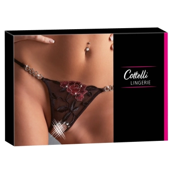 Cottelli LINGERIE - Seksowne Stringi Z Kwiatowym Wzorem M/L