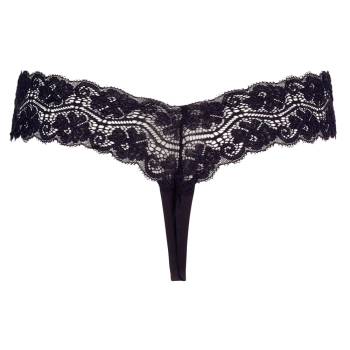 Cottelli LINGERIE - Czarne Koronkowe Stringi Z Naszyjnikiem Z Pereł W Kroku M