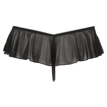 Cottelli LINGERIE - Zmysłowe Stringi Z Falbankami I Perełkami W Kroczu L