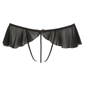 Cottelli LINGERIE - Zmysłowe Stringi Z Falbankami I Perełkami W Kroczu XL