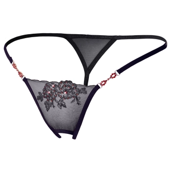 Cottelli LINGERIE - Seksowne Stringi Z Siateczki Z Eleganckim Haftem S/M