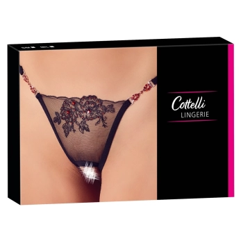 Cottelli LINGERIE - Seksowne Stringi Z Siateczki Z Eleganckim Haftem M/L