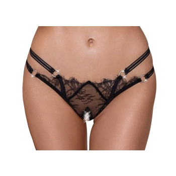 Cottelli LINGERIE - Stringi Z Delikatną Koronką I Ozdobnymi Dżetami S/M