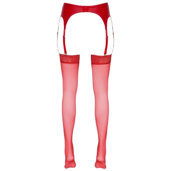 Cottelli LEGWEAR - Klasyczne Czerwone Pończochy Z Elegancką Koronką 4