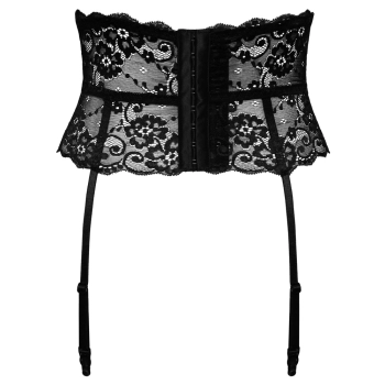 Cottelli LINGERIE - Seksowny Koronkowy Pas Do Pończoch Czarny S