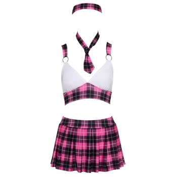 Cottelli COSTUMES - 4-Częściowy Strój W Kratę Gorącej Uczennicy M