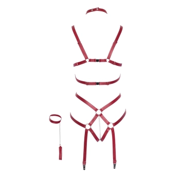 Bad Kitty - Czerwone Body Z Paseczków Uprząż Otwarte S/M