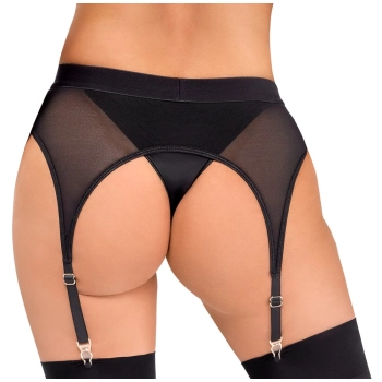 Bad Kitty - Czarne Stringi Z Pasem Do Pończoch XL