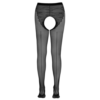 Cottelli LEGWEAR - Czarne Rajstopy Bez Krocza Z Ozdobą Na Pośladkach 2
