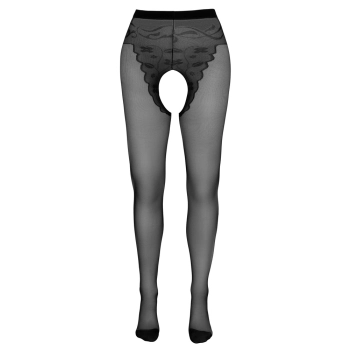 Cottelli LEGWEAR - Czarne Rajstopy Bez Krocza Z Ozdobą Na Pośladkach 3