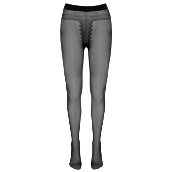Cottelli LEGWEAR - Czarne Rajstopy Z Otwartym Kroczem I Ozdobnym Szwem 4