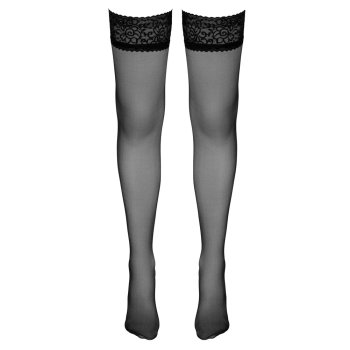 Cottelli LEGWEAR - Czarne Klasyczne Pończochy Z Koronką 2