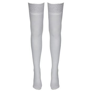 Cottelli LEGWEAR - Białe Klasyczne Pończochy Z Koronką XS