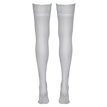 Cottelli LEGWEAR - Białe Klasyczne Pończochy Z Koronką XS