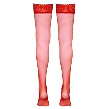 Cottelli LEGWEAR - Czerwone Klasyczne Pończochy Z Koronką S