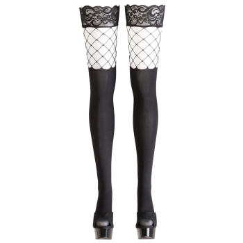 Cottelli LEGWEAR - Pończochy I Pończochy Siatkowe W Jednym Z Koronką S/M