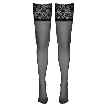 Cottelli LEGWEAR - Seksowne Czarne Pończochy Z Wysoką Koronką 3
