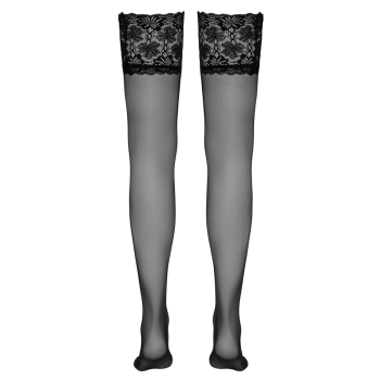 Cottelli LEGWEAR - Seksowne Czarne Pończochy Z Wysoką Koronką 5