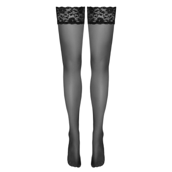 Cottelli LEGWEAR - Czarne Klasyczne Pończochy Z Piękną Koronką 5
