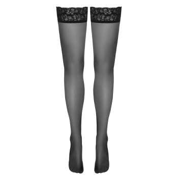 Cottelli LEGWEAR - Klasyczne Gładkie Pończochy Z Elegancką Koronką 5