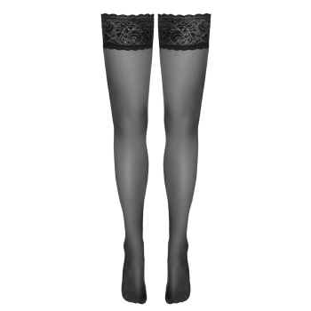 Cottelli LEGWEAR - Eleganckie Czarne Pończochy Z Piękną Koronką 4