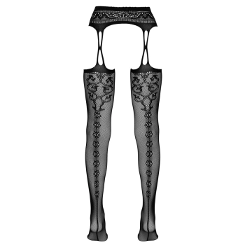 Cottelli LEGWEAR - Rajstopy Z Pasem Do Pończoch Z Otwartym Kroczem L/XL