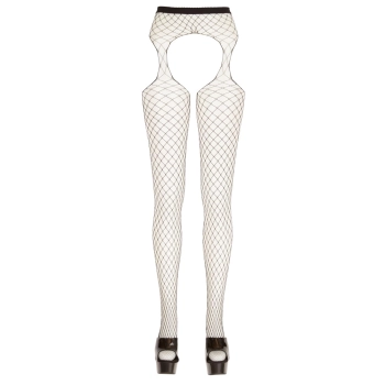 Cottelli LEGWEAR - Siateczkowe Rajstopy Z Pasem Do Pończoch Bez Krocza S-L