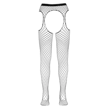 Cottelli LEGWEAR - Siateczkowe Rajstopy Z Pasem Do Pończoch Bez Krocza S-L