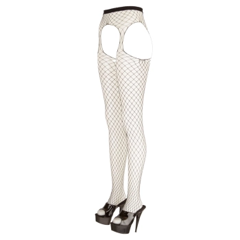 Cottelli LEGWEAR - Siateczkowe Rajstopy Z Pasem Do Pończoch Bez Krocza S-L