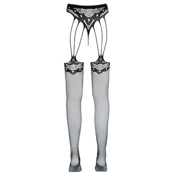 Cottelli LEGWEAR - Rajstopy Z Pasem Do Pończoch Stringi Bez Krocza S-L