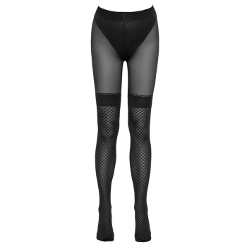 Cottelli LEGWEAR - Czarne Rajstopy Z Wplecioną Siateczką 2