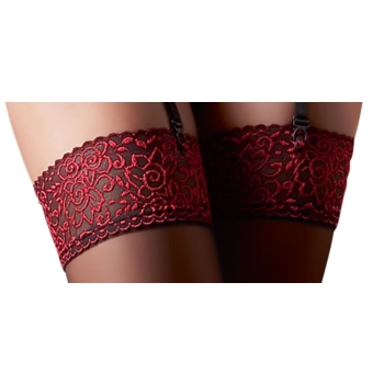 Cottelli LEGWEAR - Czarne Pończochy Z Czerwoną Koronką 4
